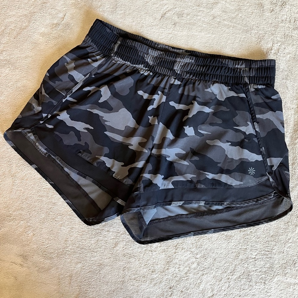 Athleta Women's Camo Athletic Shorts - Black and Gray